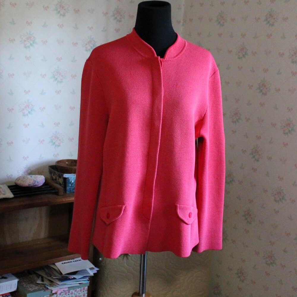 Talbots Silk Blend Knit Blazer Cardigan, Salmon Pink, Size L